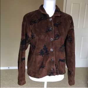 True Grit Fleece Button Up Women’s Large Brown